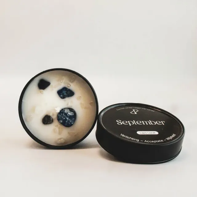 Amiek September Lapis Lazuli geurkaars blik 16u