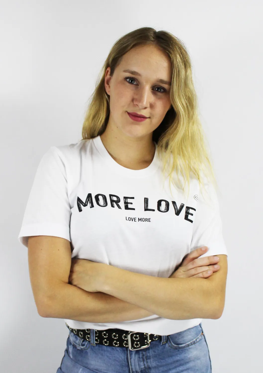LOVEDRUNKY More Love t-shirt wit met tekst