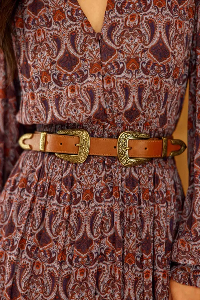 La Petite Etoile Assia leren riem camel suède