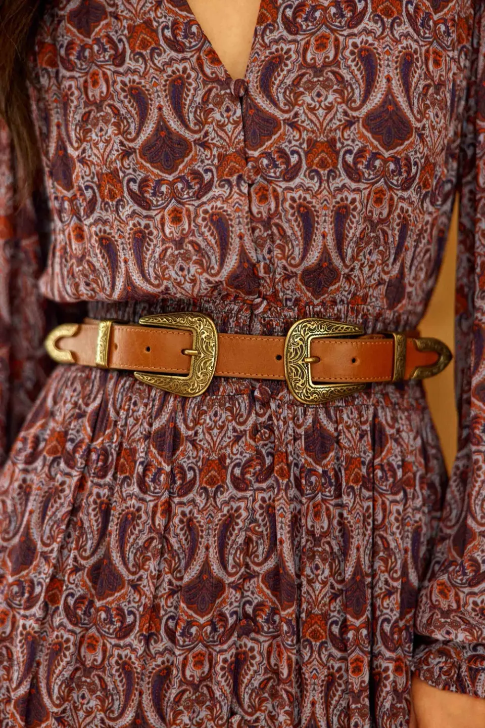 La Petite Etoile Assia leren riem camel suède