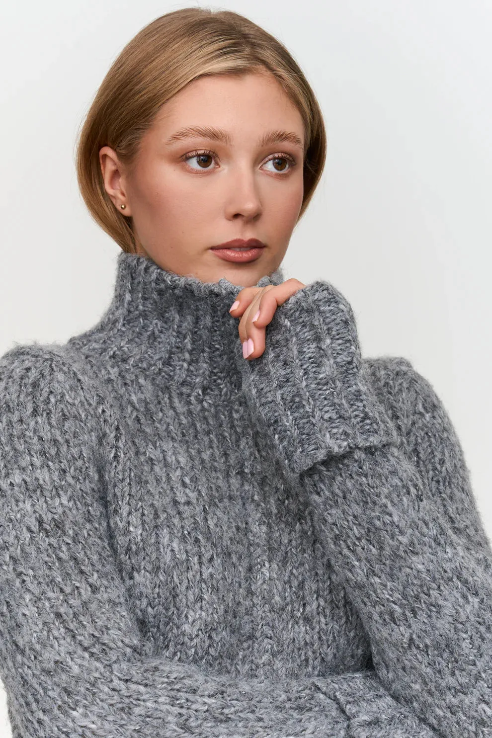 Amiek 24C Knitted Vest grijs gemelleerd vest met rits 36 38