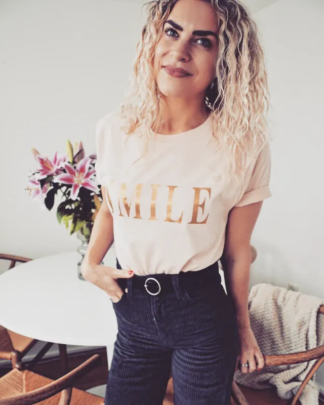 LOVEDRUNKY Smile T-shirt Zalm wijd ecofriendly