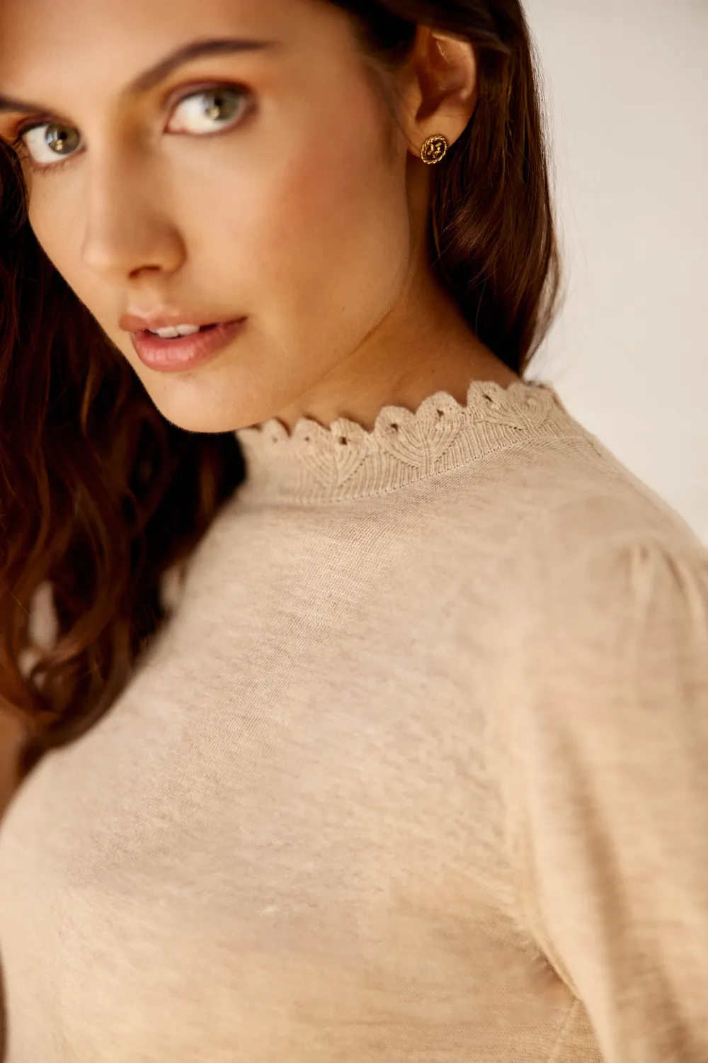 La Petite Etoile Solfe trui beige rechte pasvorm