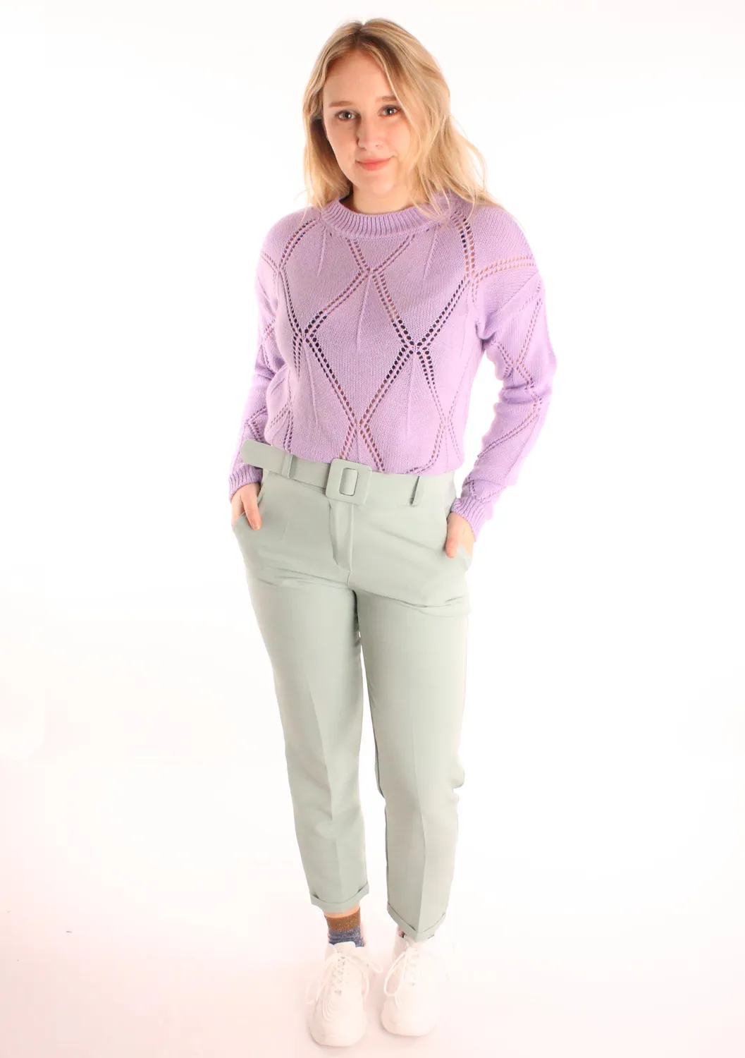 LOVEDRUNKY Casual pantalon mint – high waist
