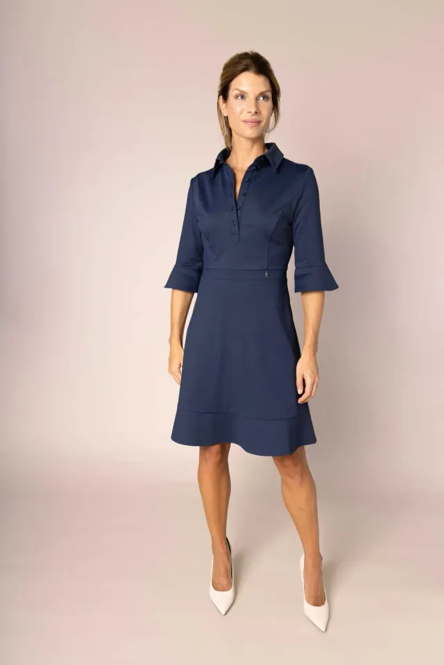 Laboutiek Ruffle Dress jurk marineblauw gevoerd