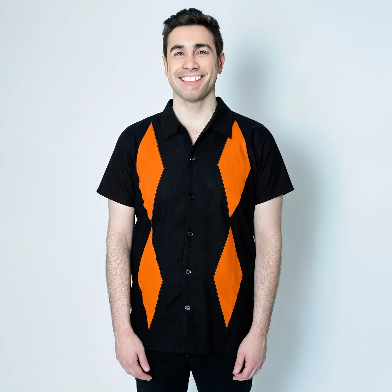 Tatyana Midwest Bowling Overhemd Oranje Side Stripe S