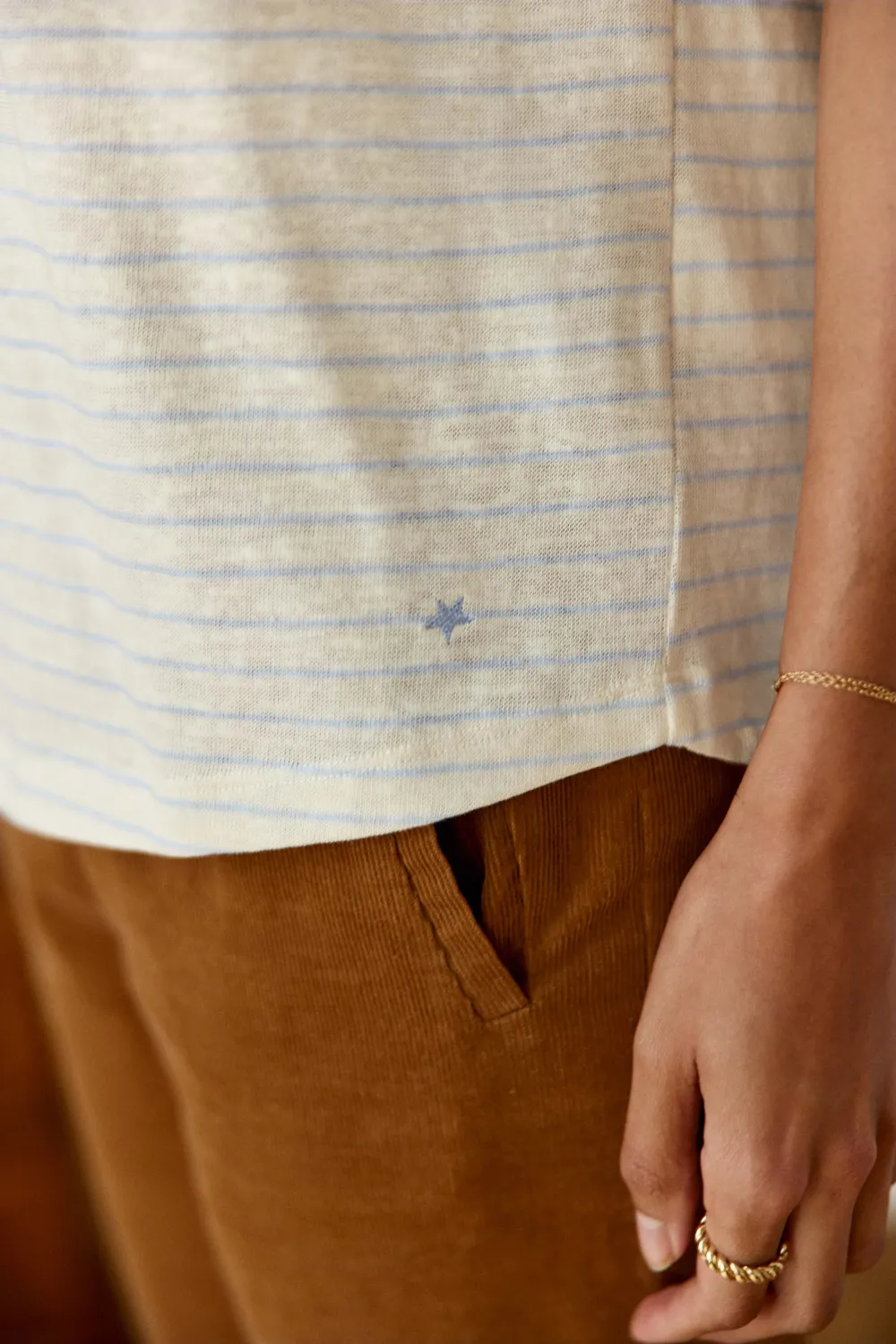 La Petite Etoile Marcelina mariniere shirt ecru ciel