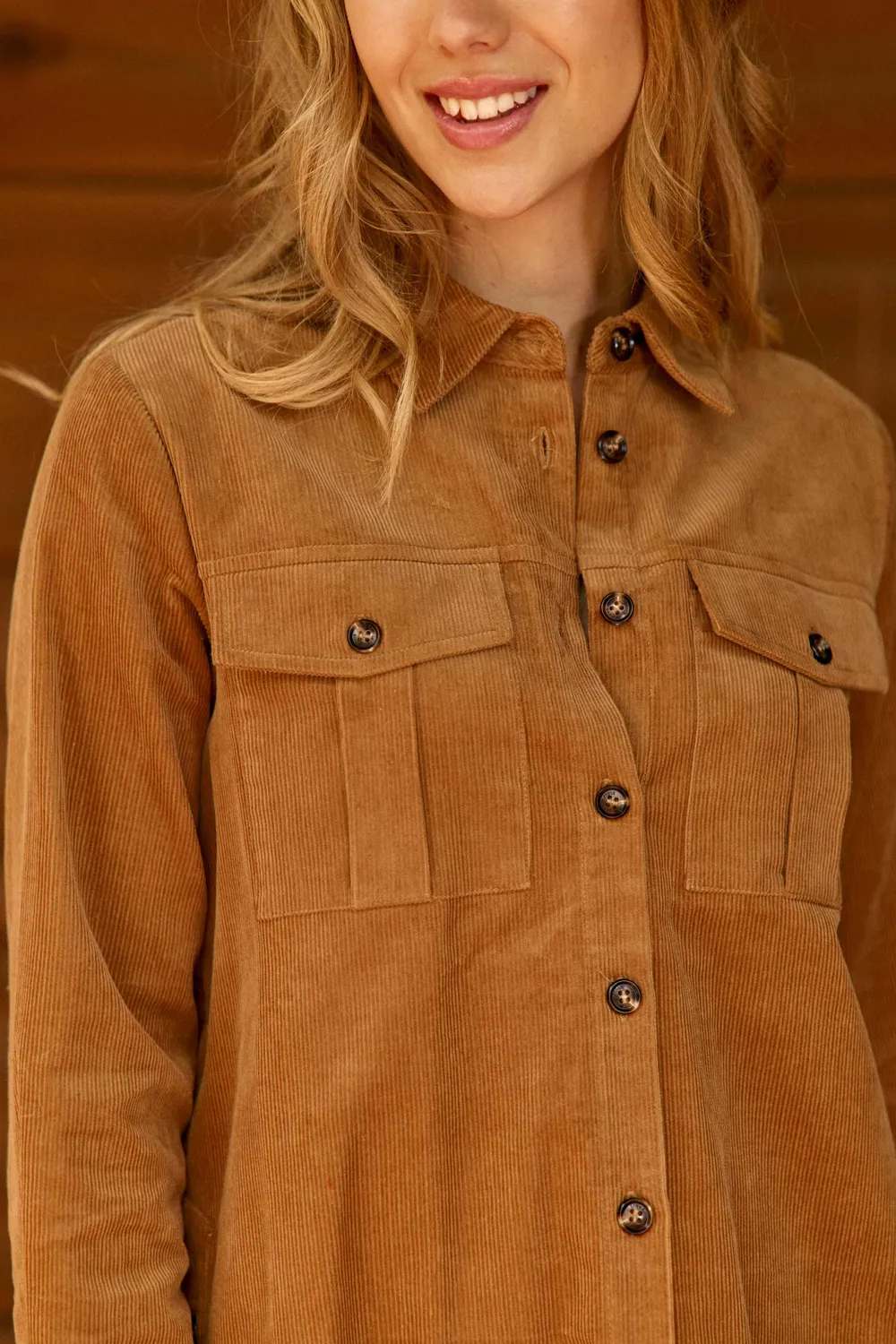 La Petite Etoile Riely jurk camel ribfluweel