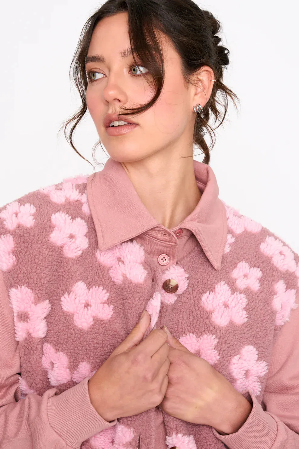 24 Colours Teddy Flower gilet roze bloemen