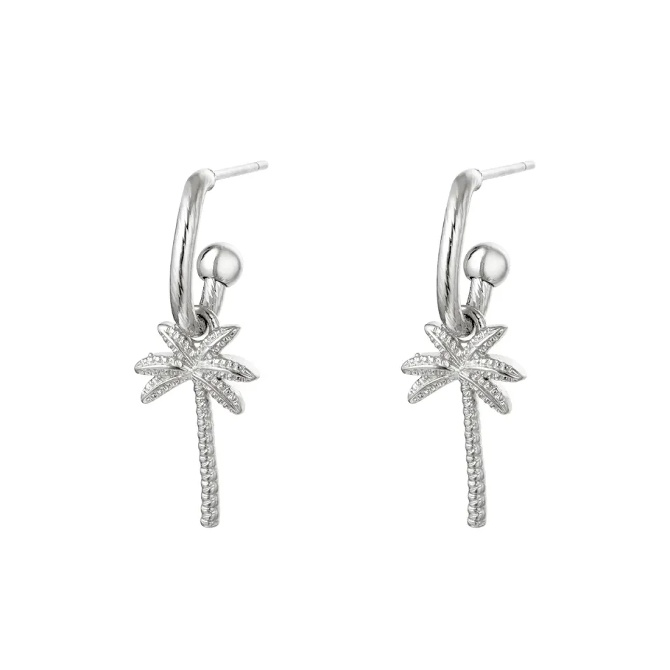 LOVEDRUNKY Beachy Palm oorbellen zilver