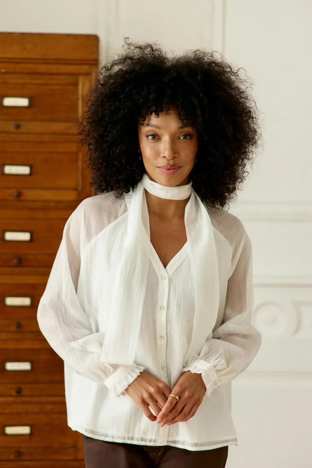 La Petite Etoile Bertino blouse ecru ruim transparant