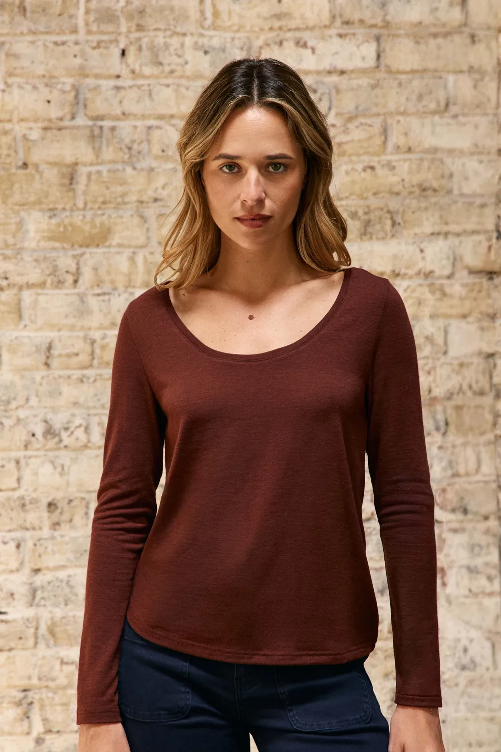 La Petite Etoile Tavy shirt hazelnoot lange mouw