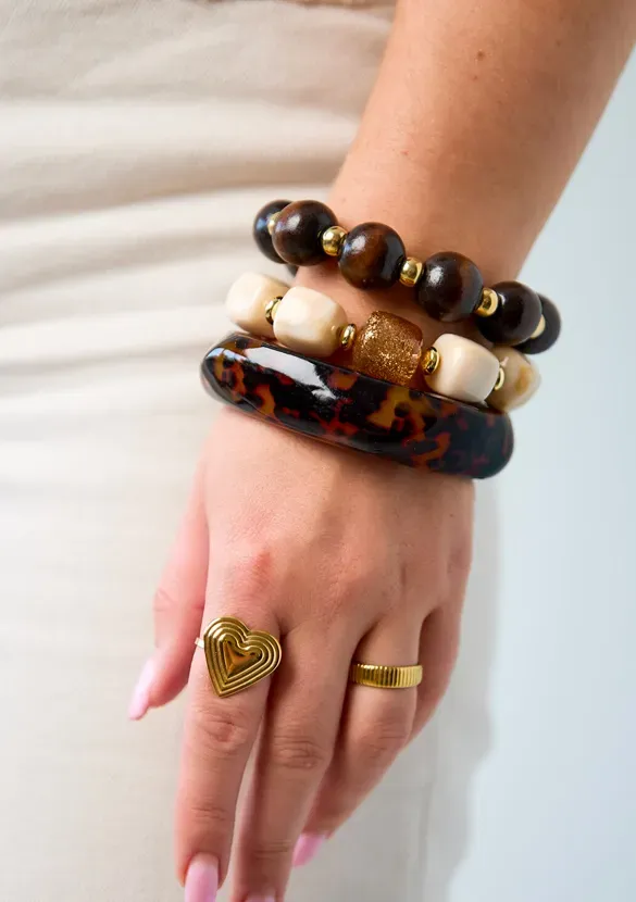 LOVEDRUNKY Bangle Leopard Armband Bruin 6,6 cm