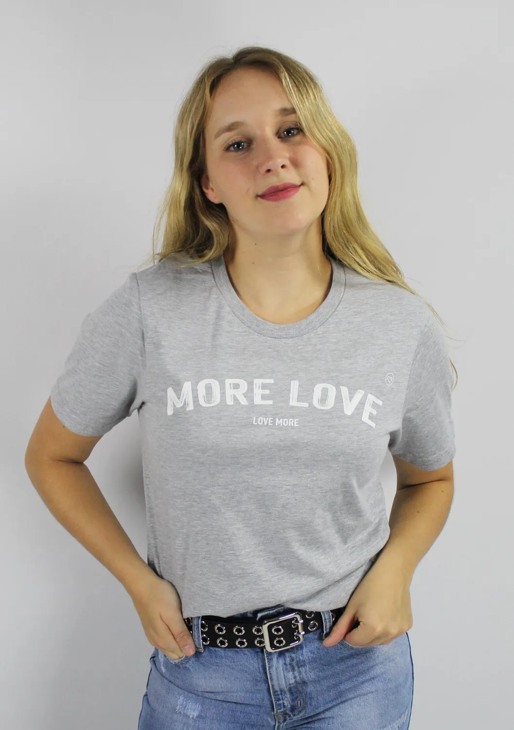 LOVEDRUNKY T-shirt More Love grijs gemêleerd XS-XL