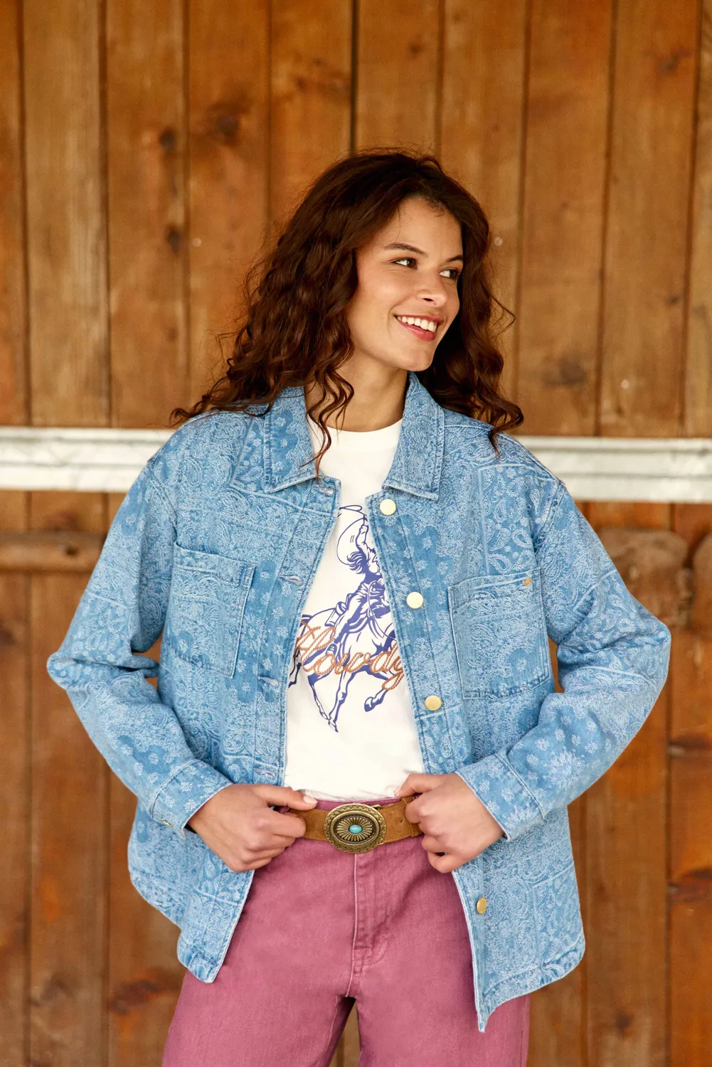 La Petite Etoile Vitalo overblouse bandana denim blauw