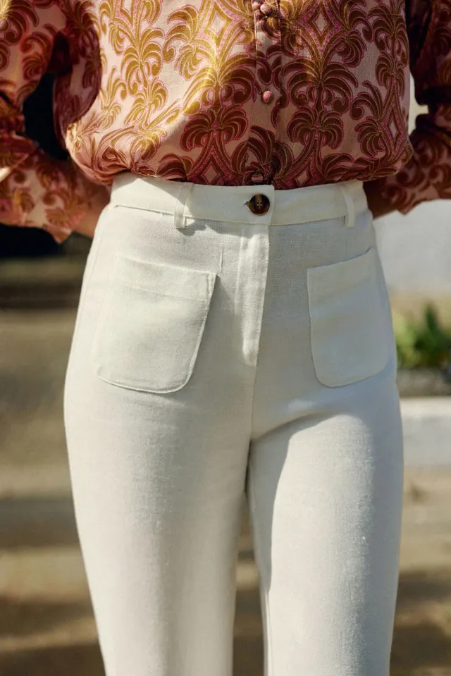 La Petite Etoile Atlanty wijde broek linnen ecru