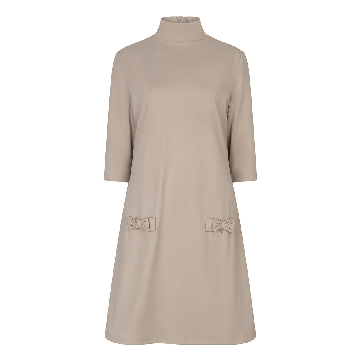 Laboutiek Solene Turtleneck jurk taupe gevoerd