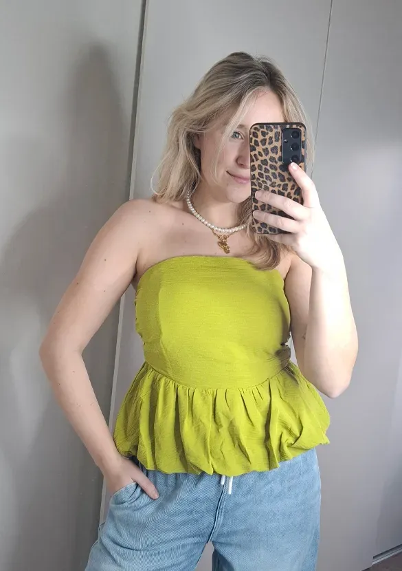 LOVEDRUNKY Summer top pistachegroen strapless