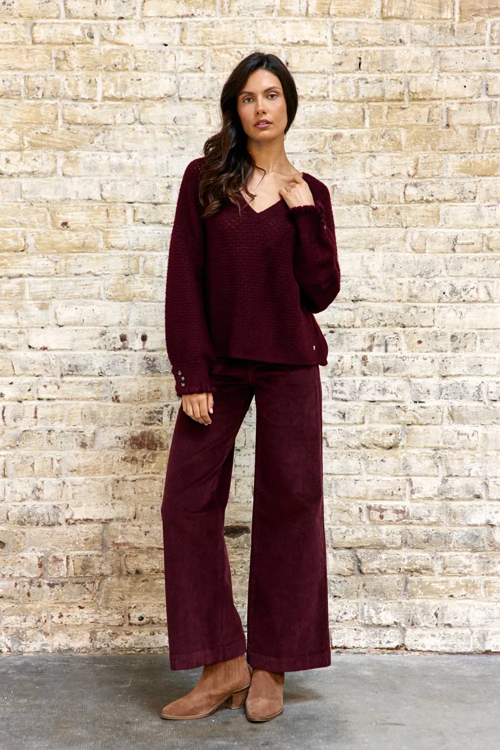 La Petite Etoile Mandine trui bordeaux ajour