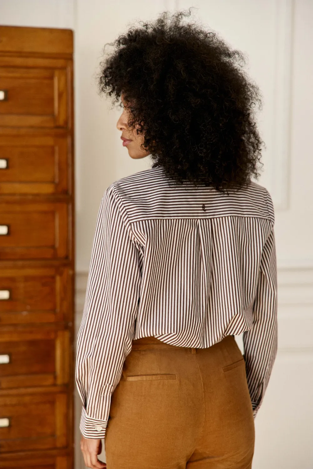 La Petite Etoile Carine blouse bruin ecru rechte pasvorm