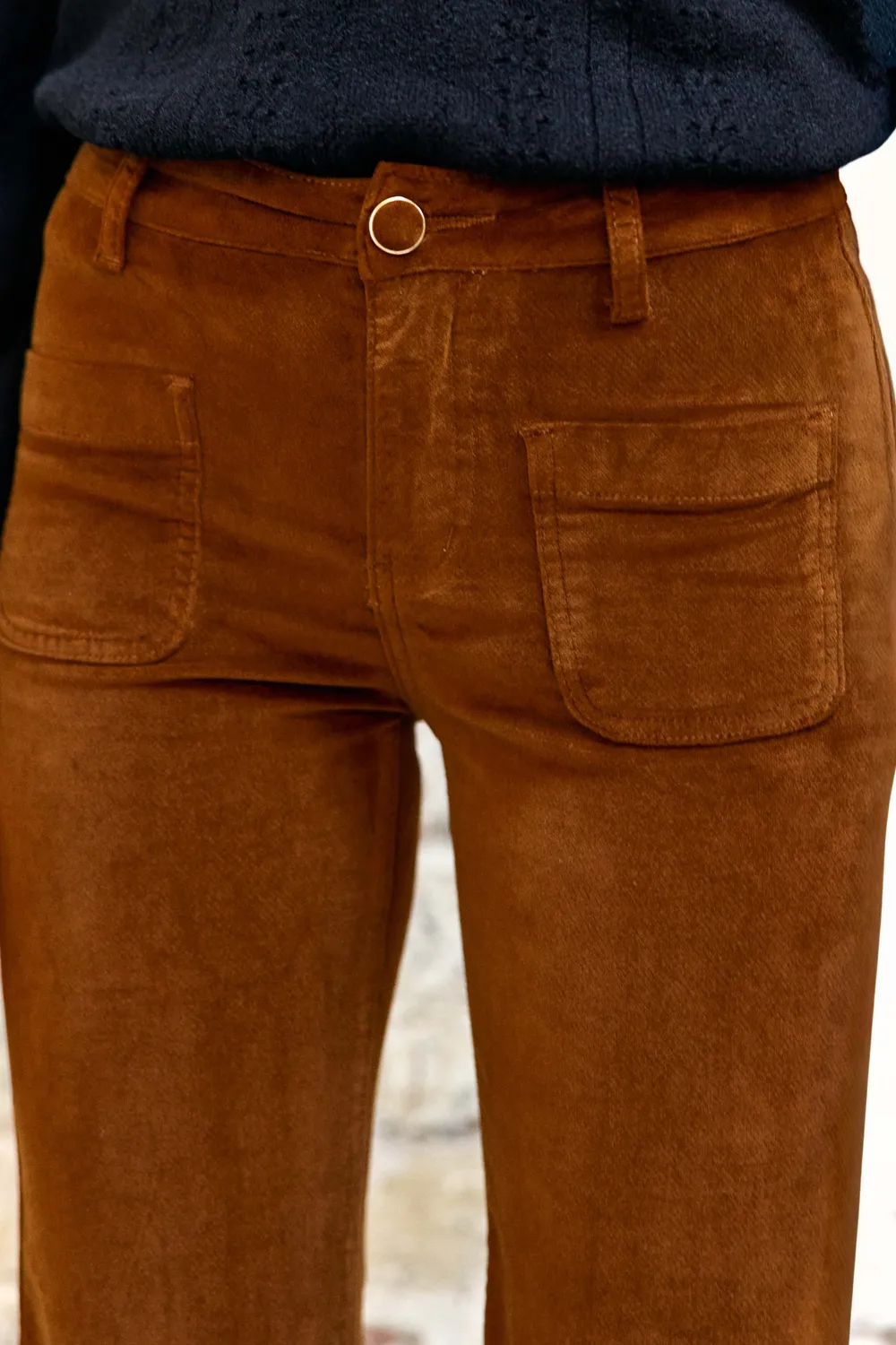 La Petite Etoile Sonny flared broek camel fluweel