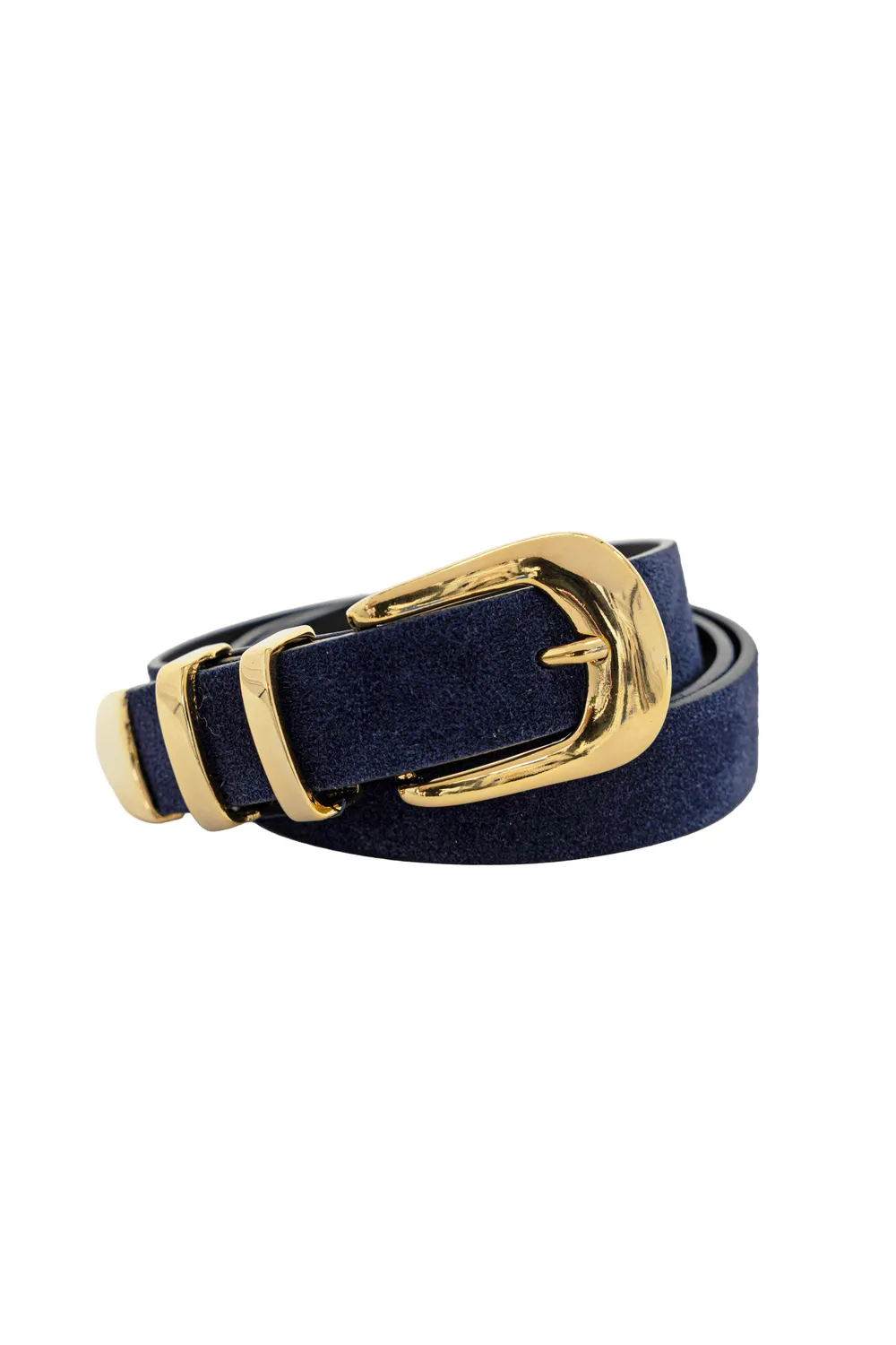 La Petite Etoile Anais riem marine leer gouden gesp
