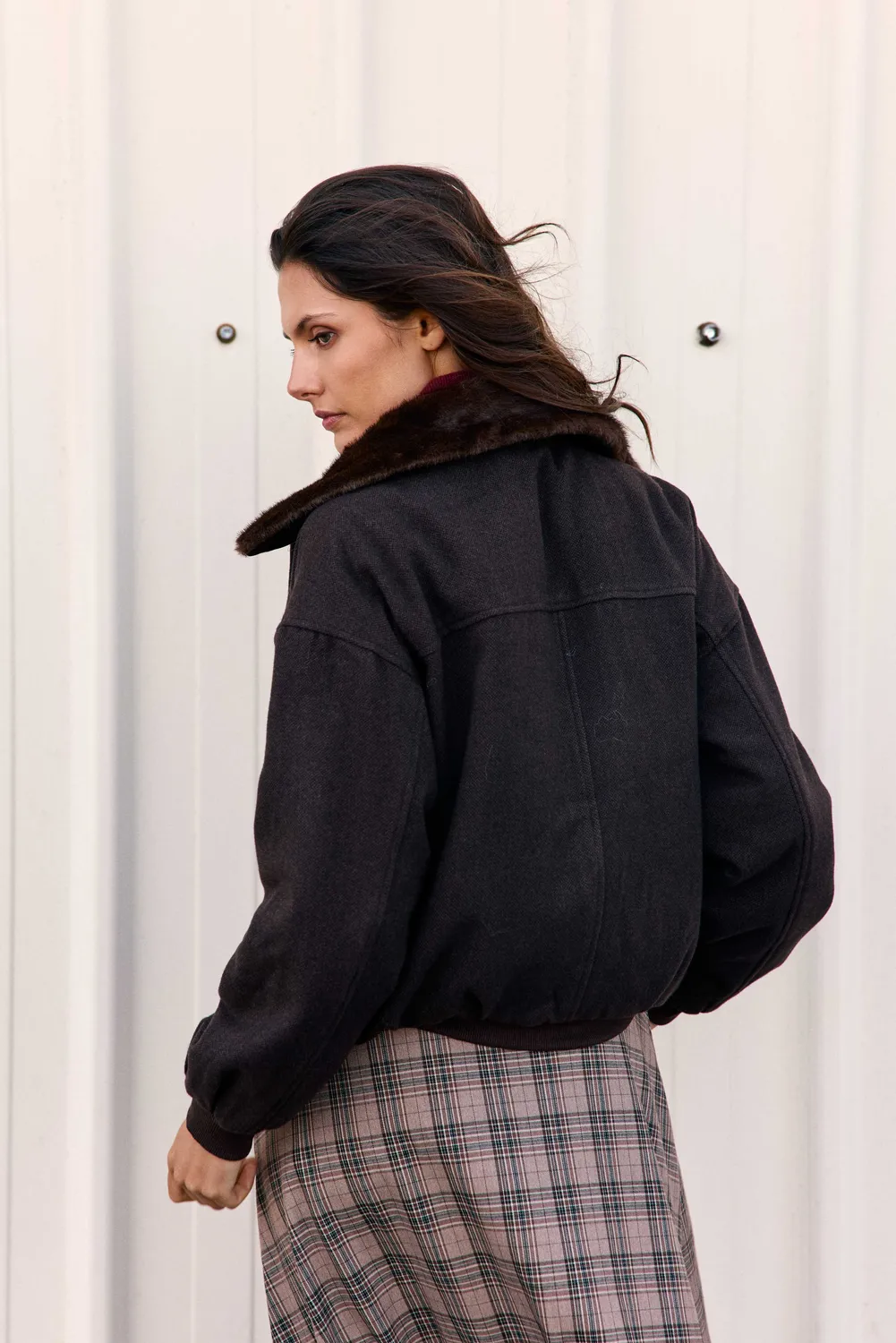 La Petite Etoile Videl blouson bruin afneembare kraag