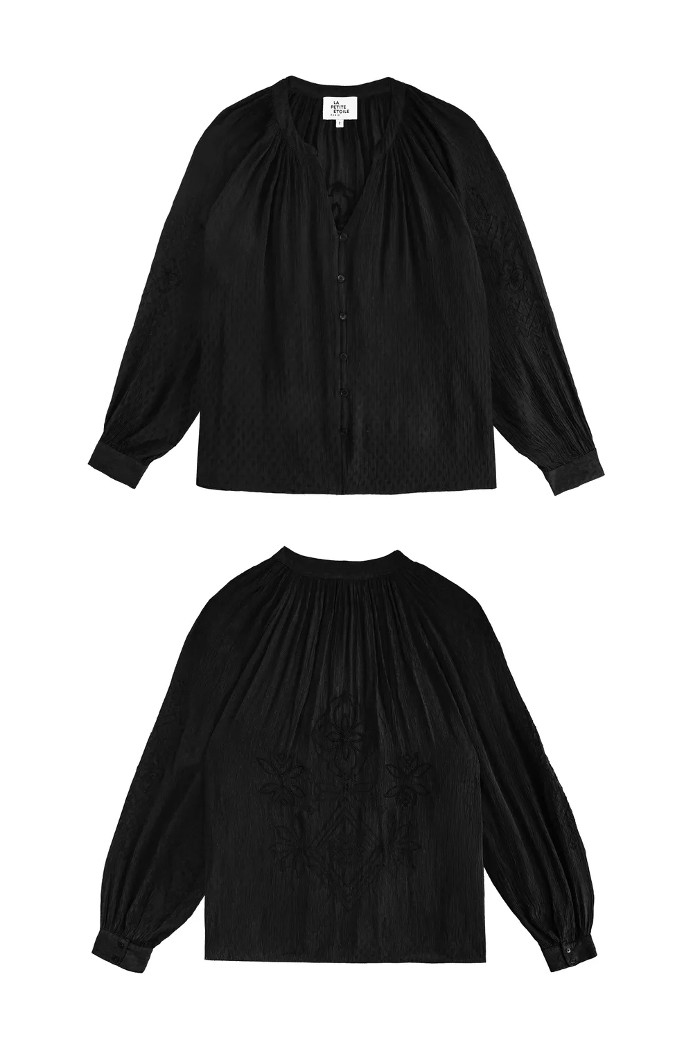 La Petite Etoile Bexley blouse zwart wijd dobby