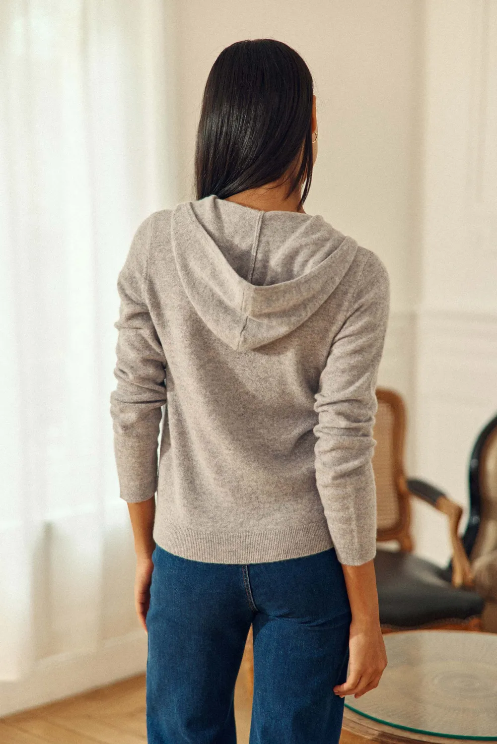 La Petite Etoile Mariane kasjmier vest grijs chine met rits