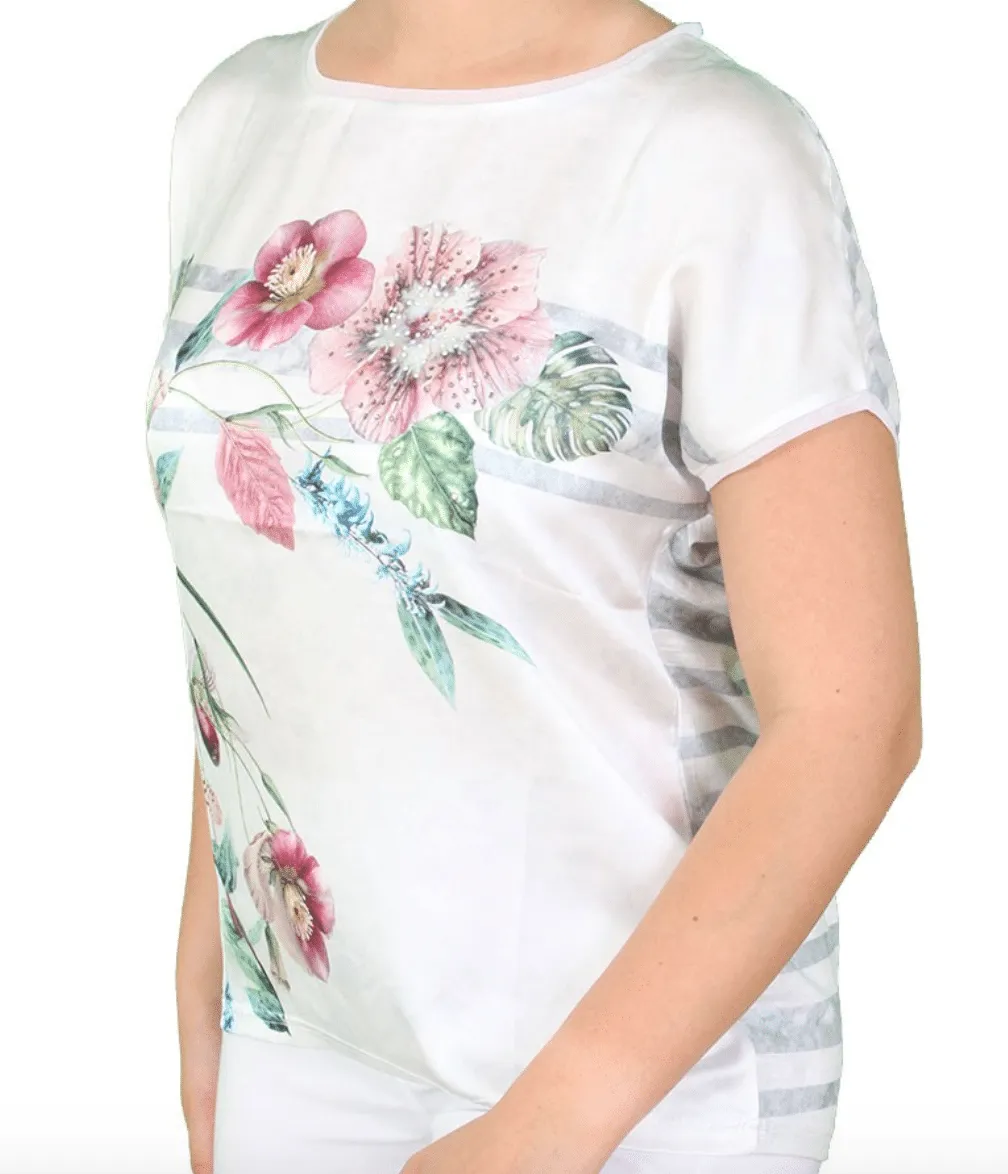 Lea H. Bernkastel shirt roze satijnlook korte mouw