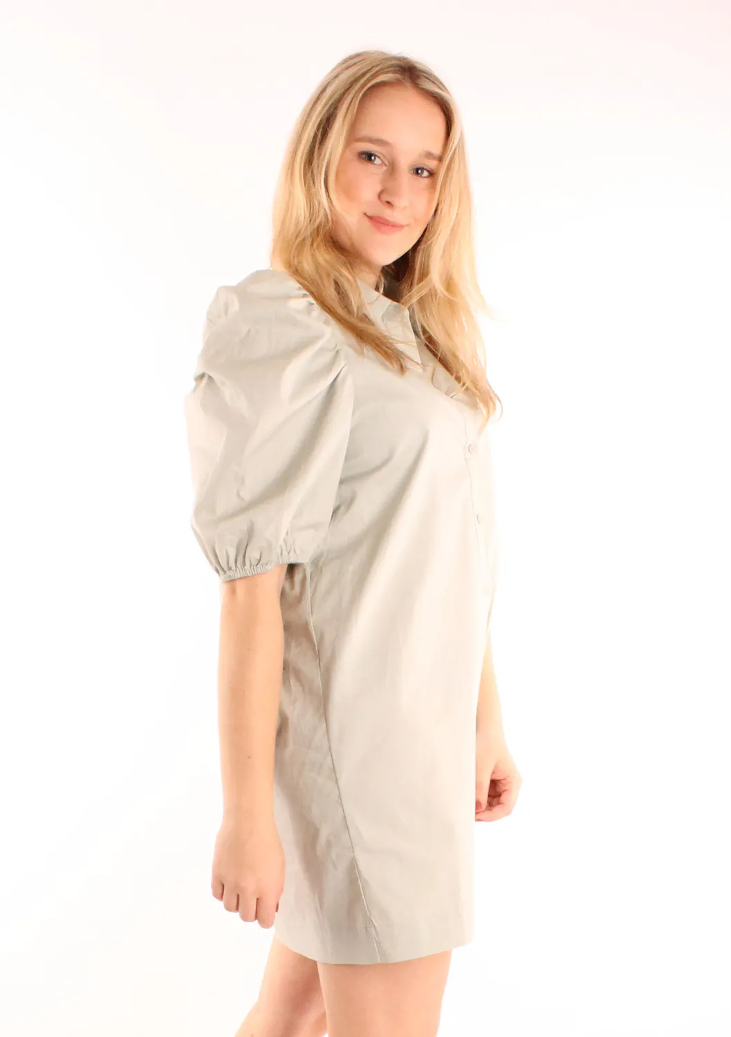 LOVEDRUNKY Blousejurk groen met pofmouwen