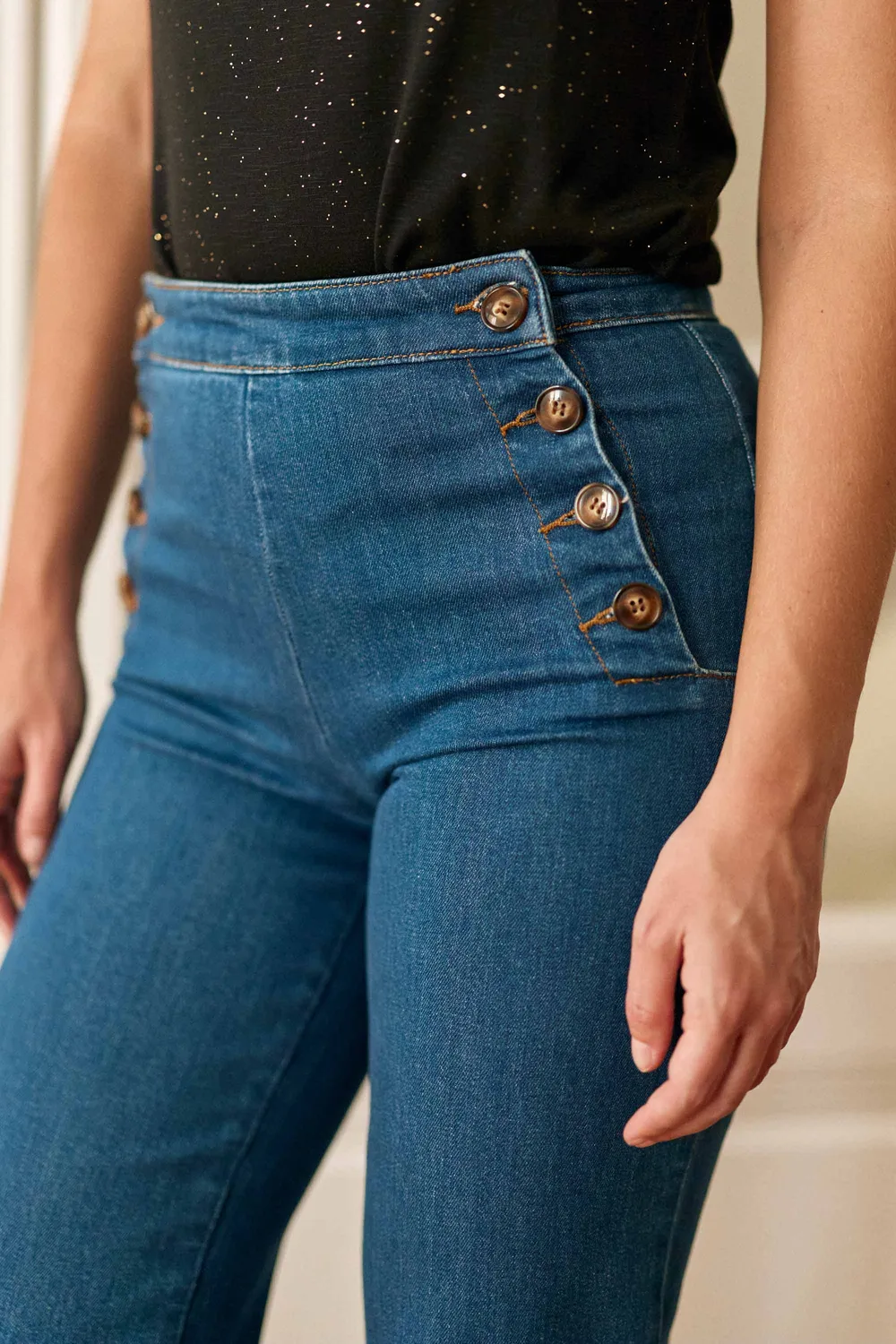 La Petite Etoile Paulie jeans wash met knoopsluiting