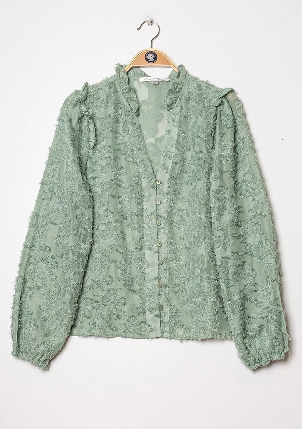 LOVEDRUNKY Feather Blouse Groen Bloemendessin