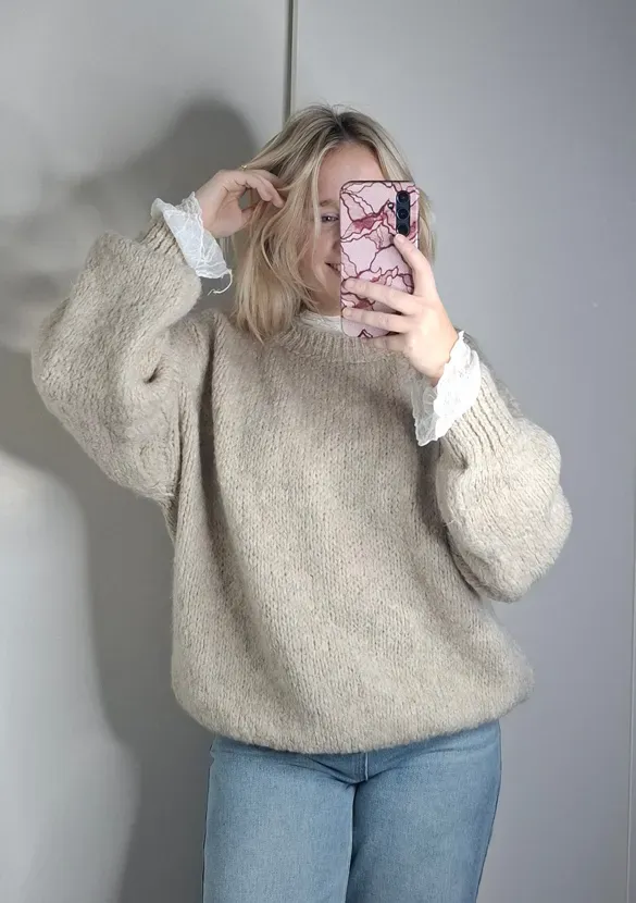 LOVEDRUNKY Knit Oversized trui taupe oversized