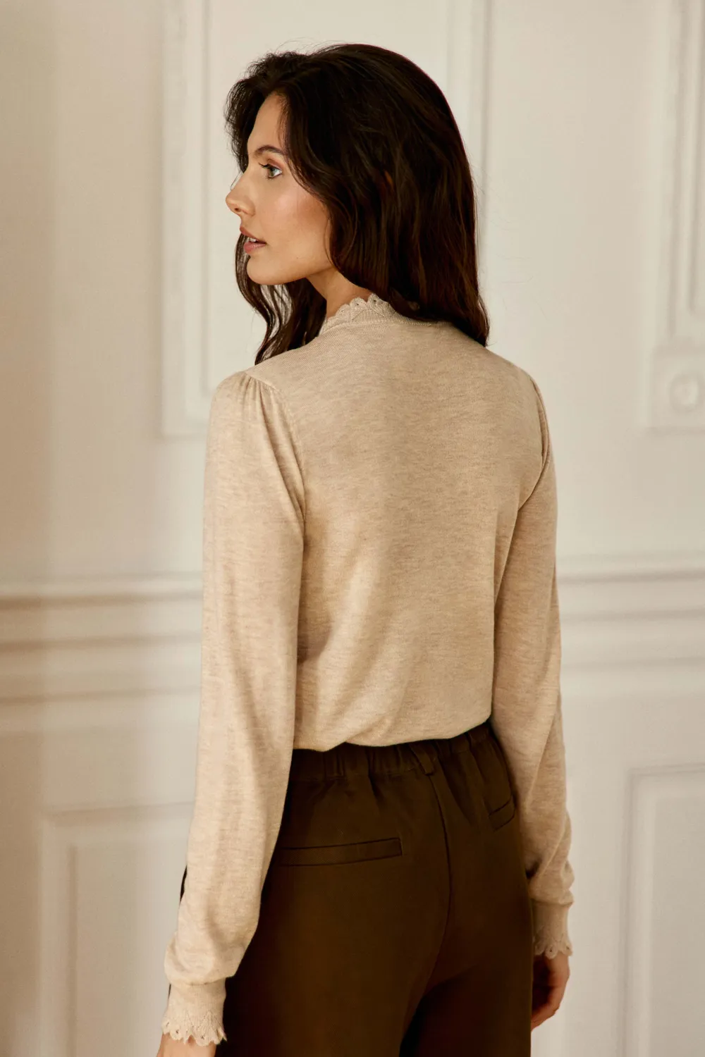La Petite Etoile Solfe trui beige rechte pasvorm