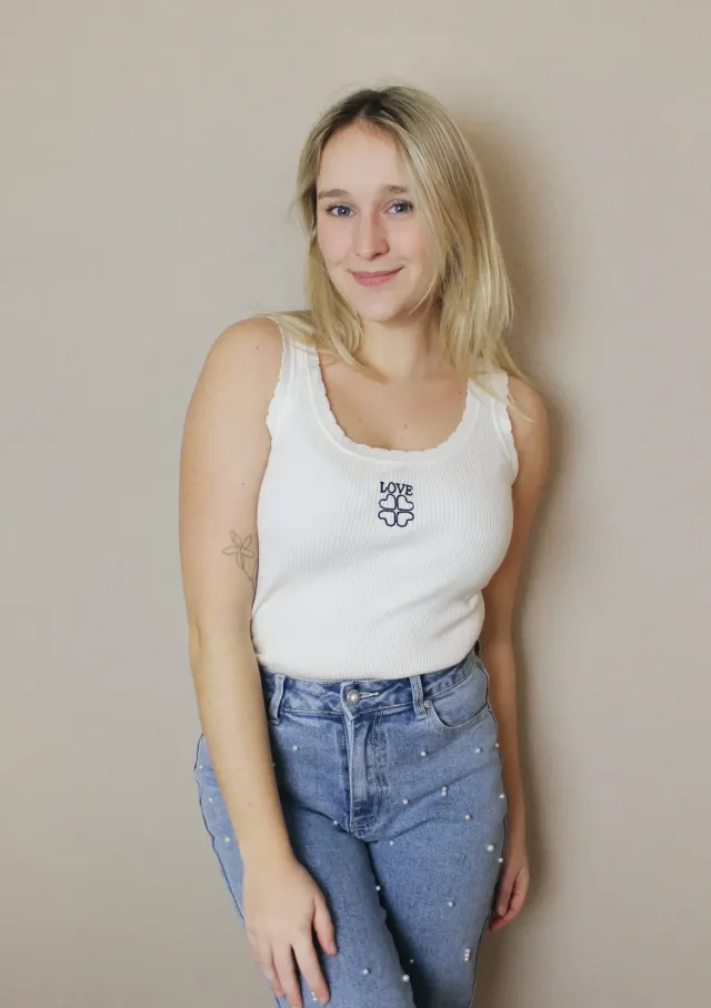 LOVEDRUNKY Love top wit one size met hartjesprint
