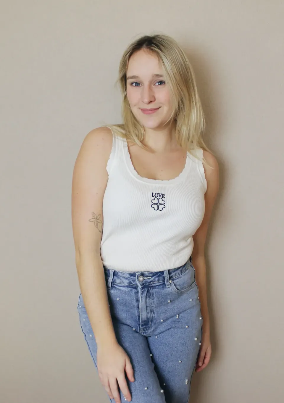 LOVEDRUNKY Love top wit one size met hartjesprint