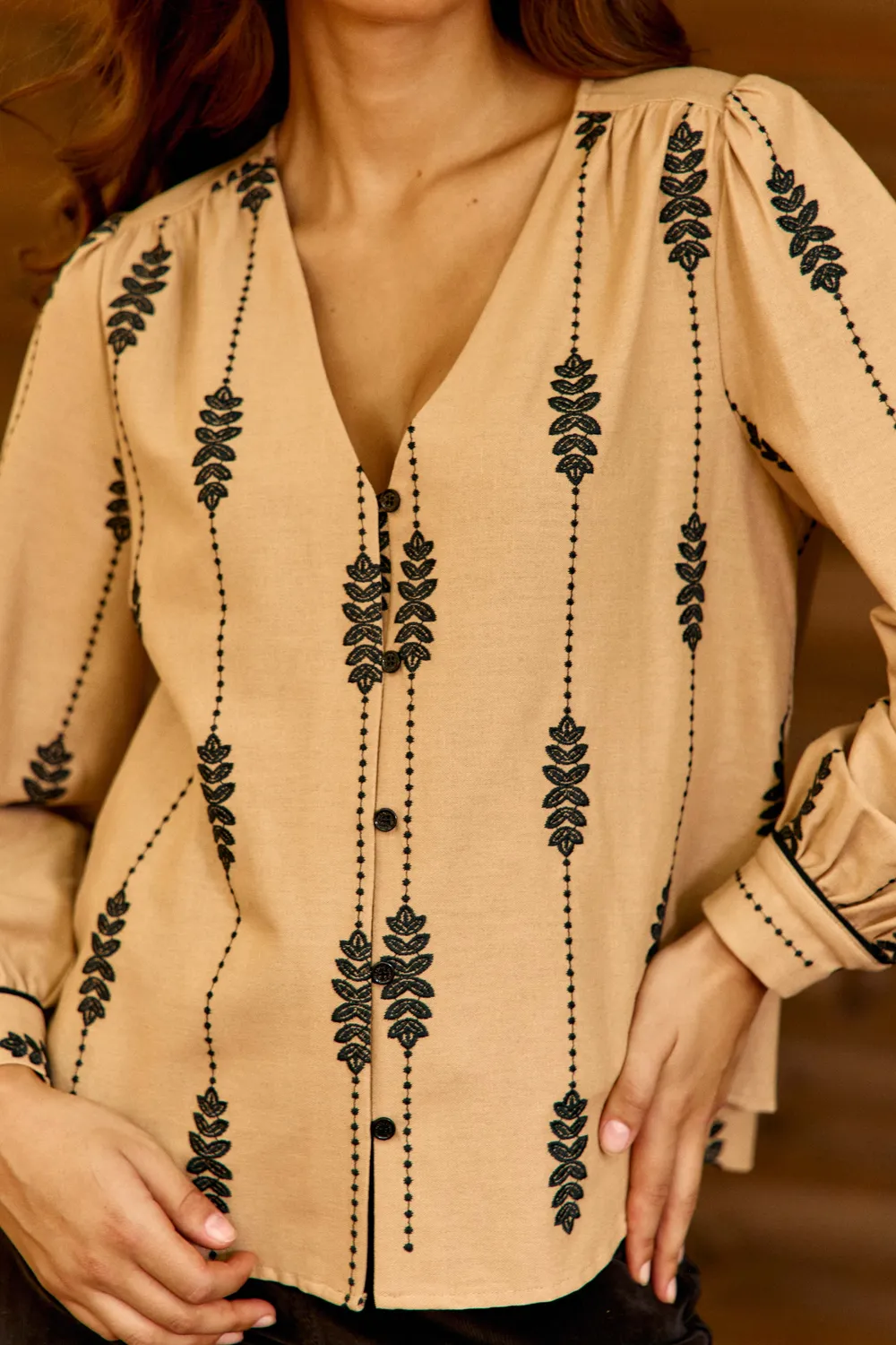 La Petite Etoile Blaika blouse bruin borduursel