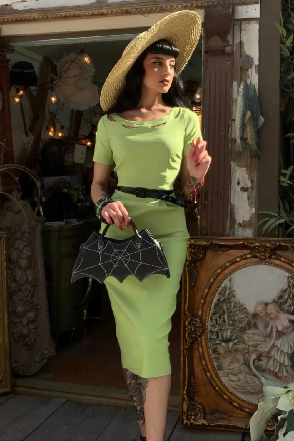 Tatyana Connie Titanite pencil jurk XS groen stretch