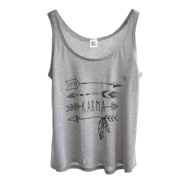 LOVEDRUNKY Karma high/low tanktop Grijs organic