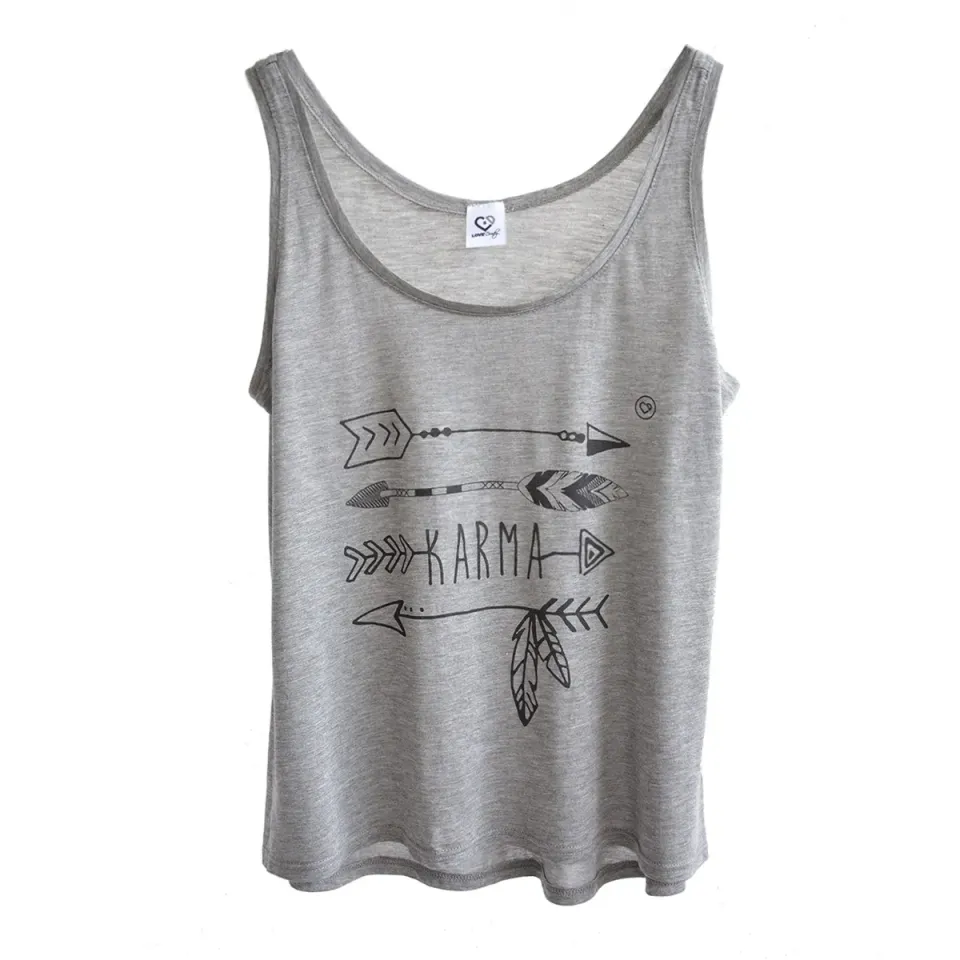 LOVEDRUNKY Karma high/low tanktop Grijs organic