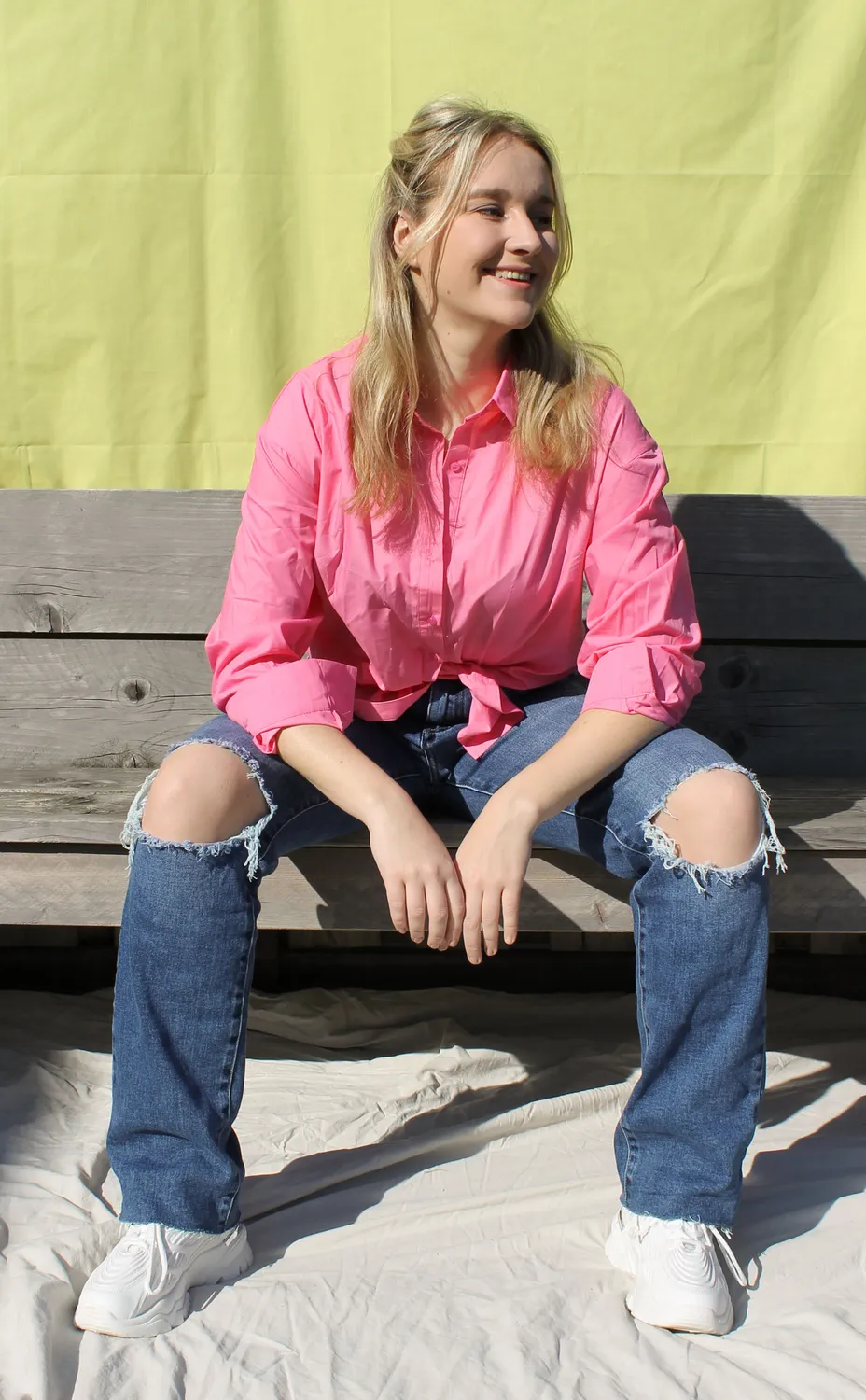 LOVEDRUNKY Blouse Basic blouse roze met kraag