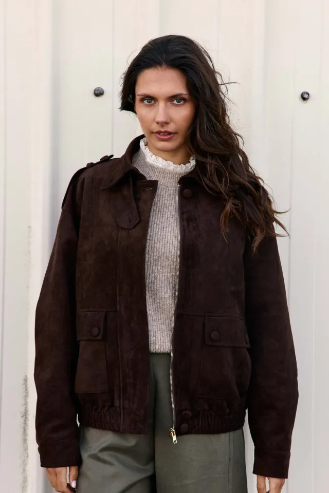 La Petite Etoile Veck jack bruin oversize suede