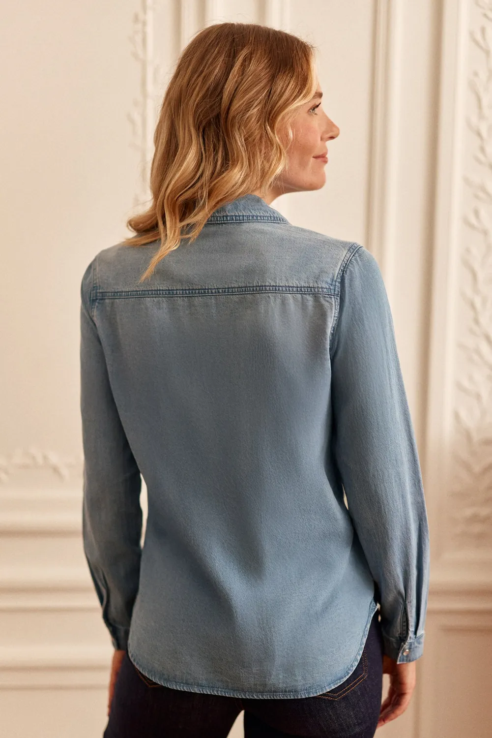 La Petite Etoile Erila blouse stone denim soepel