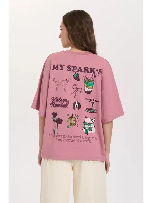 Amiek My Spark's 24C T-shirt oudroze katoen
