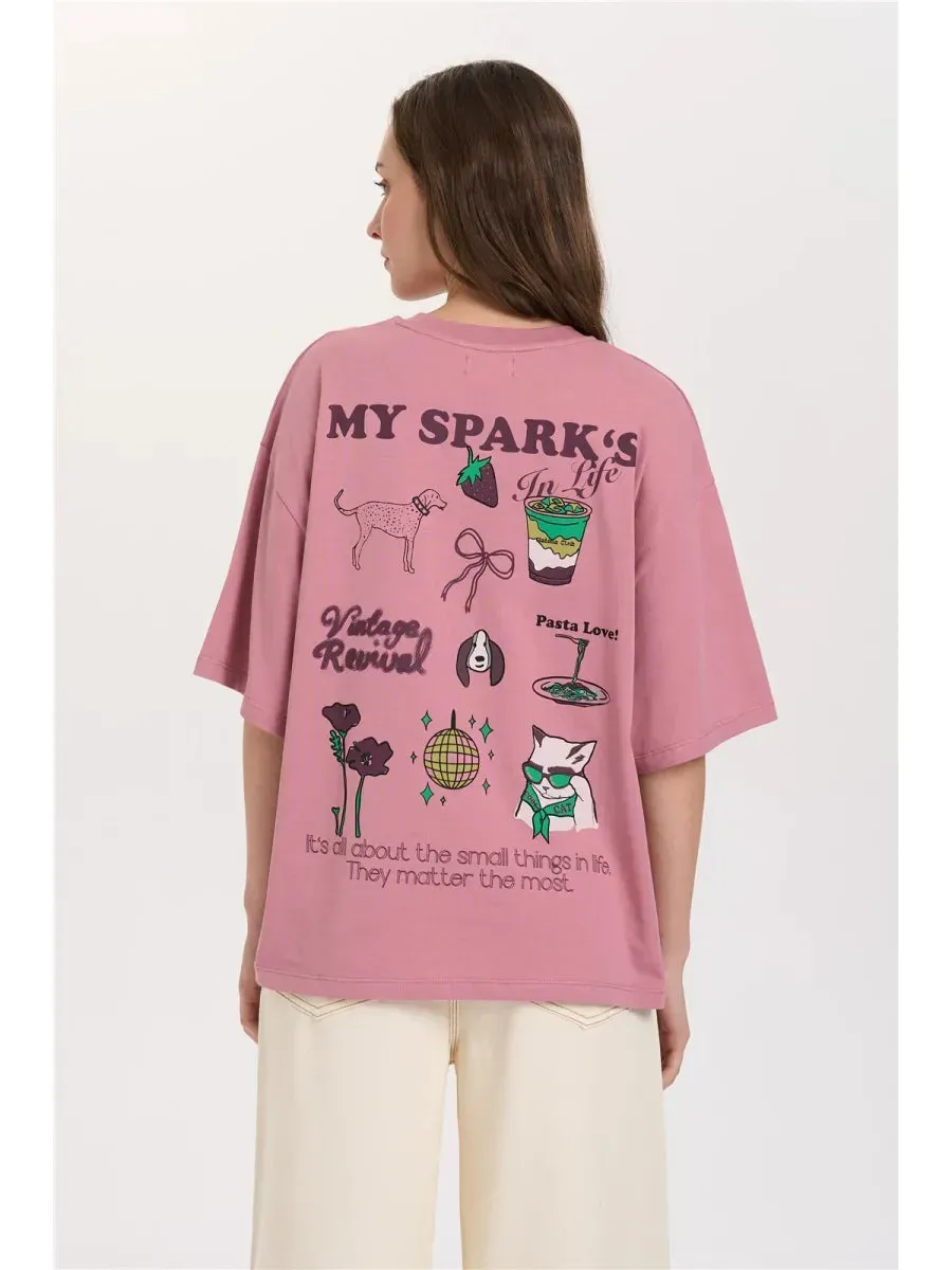 Amiek My Spark's 24C T-shirt oudroze katoen