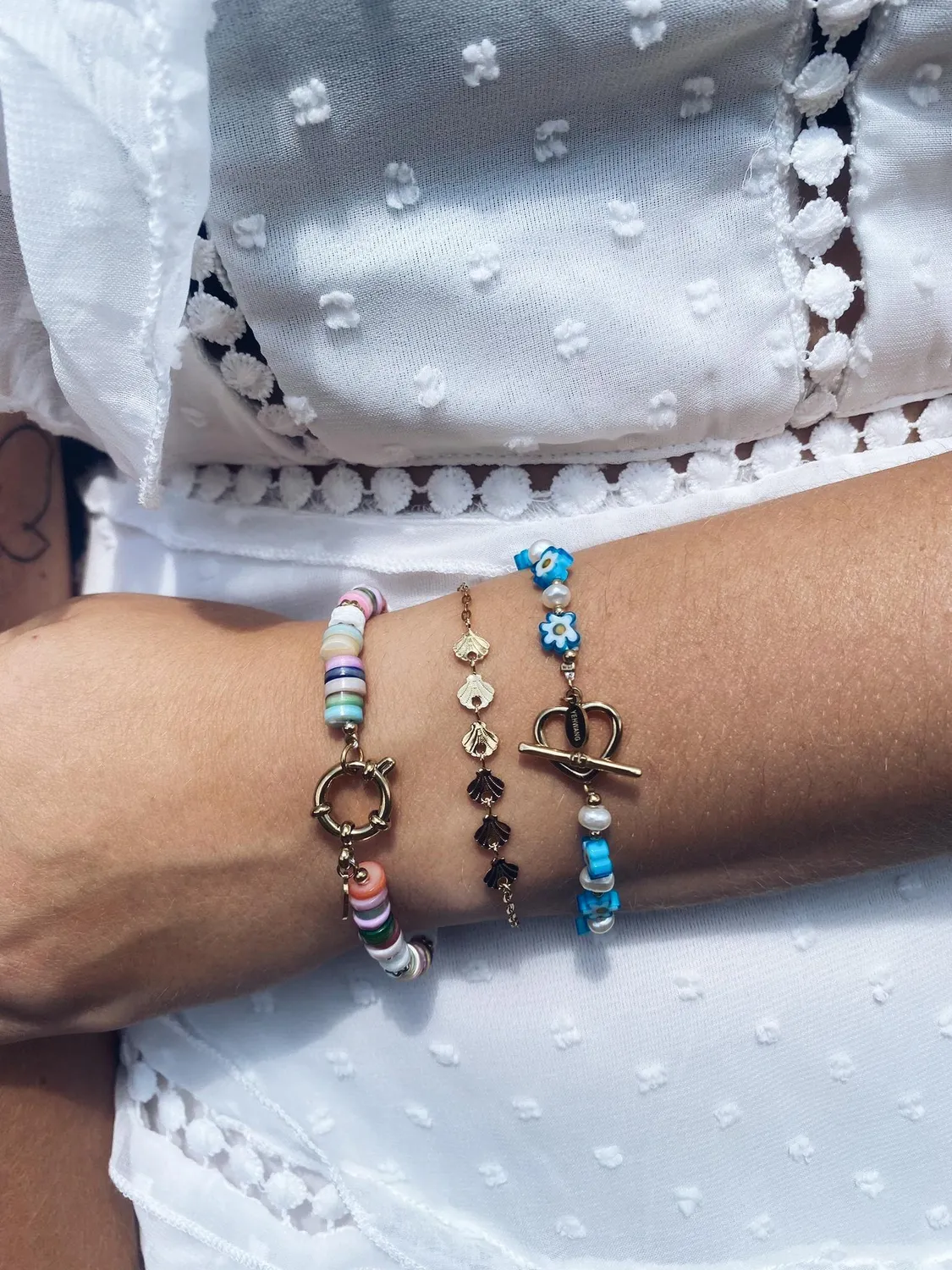 LOVEDRUNKY Flowers Beach blauwe armband 18 cm