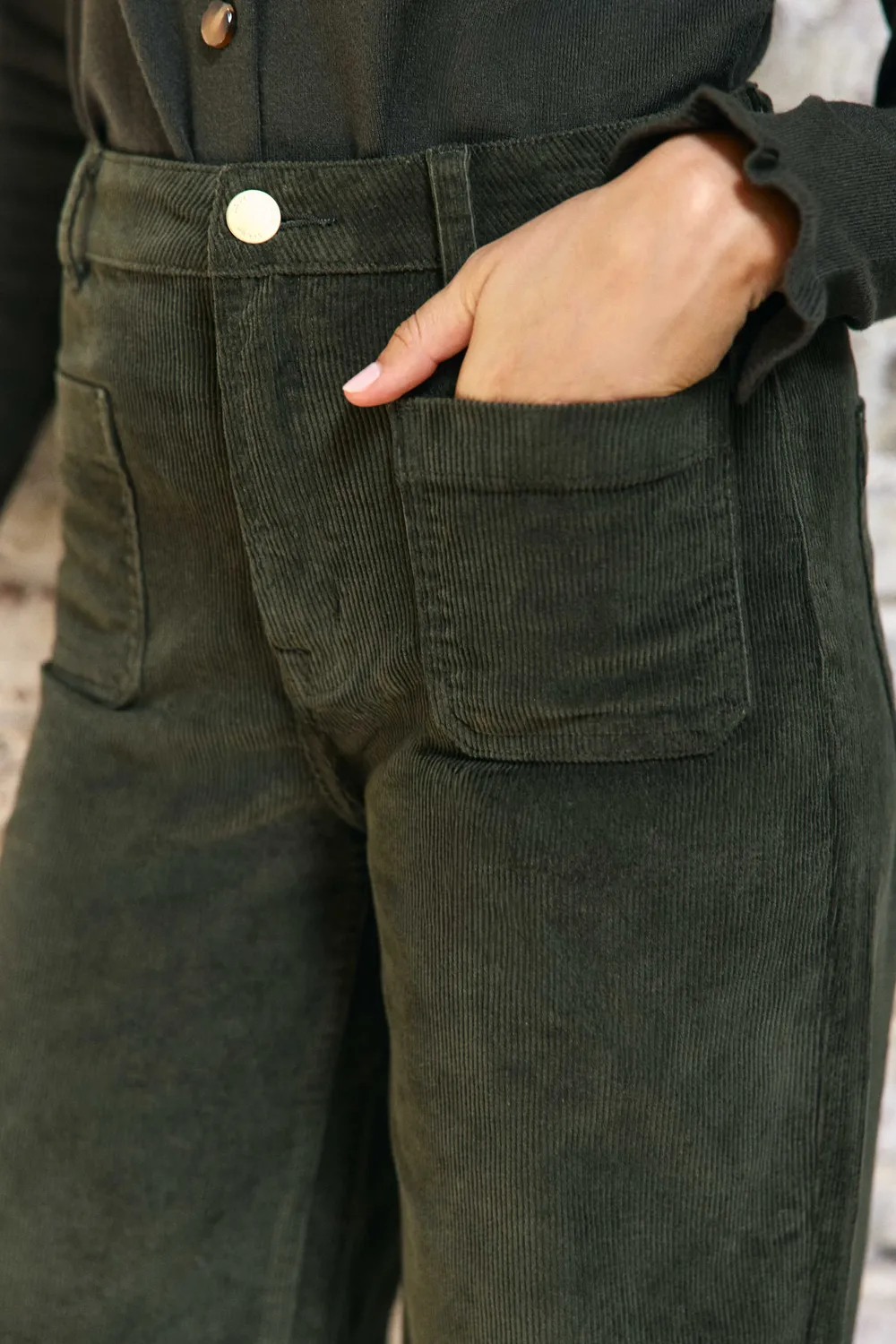 La Petite Etoile Atlanty broek kaki wijd ribfluweel