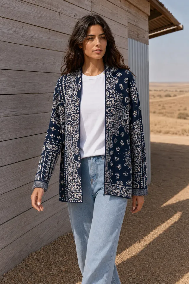 La Petite Etoile Modena vest marine bandana print