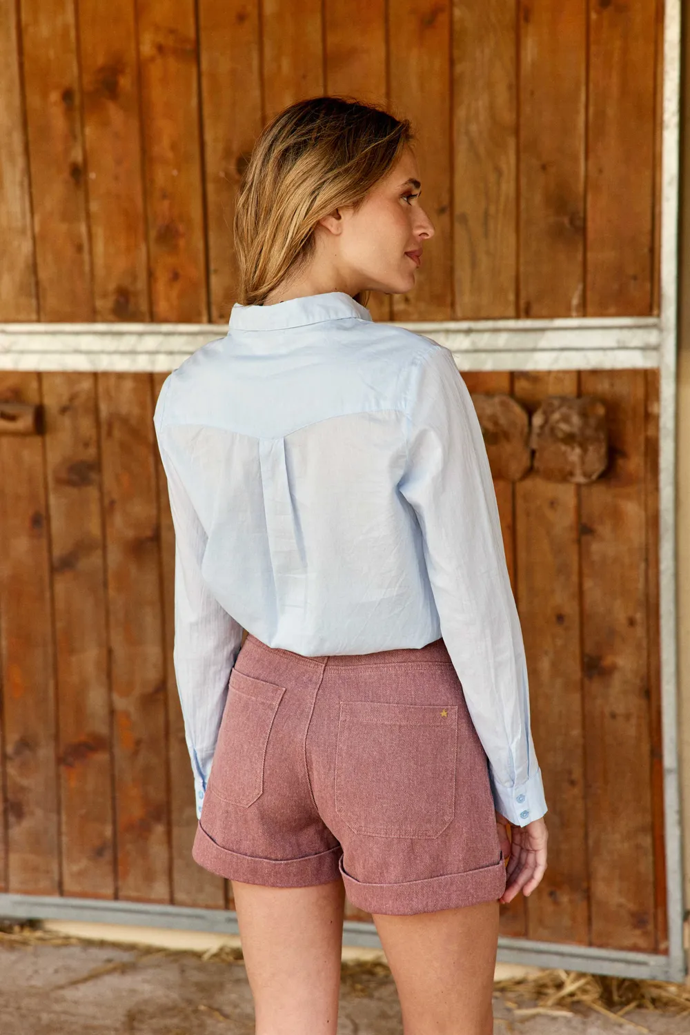 La Petite Etoile Chawie blouse lichtblauw borduursel